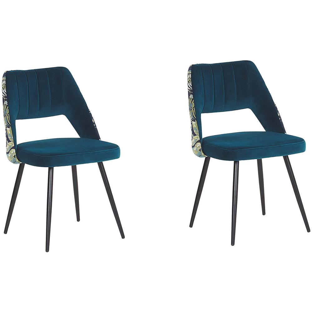 Set Di 2 Sedie Da Pranzo In Velluto Blu Ansley - Foto 1