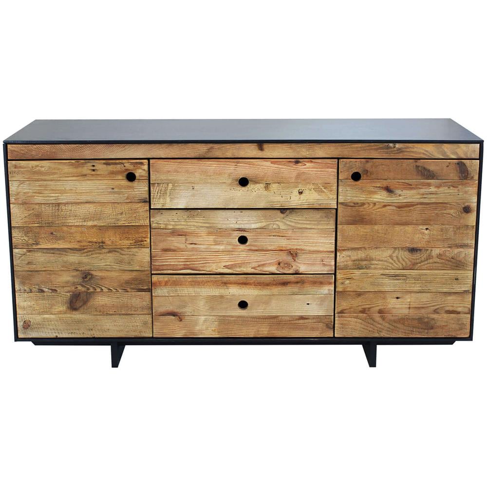 Pinus Black - Madia 2 Ante 3 Cassetti In Pino Riciclato - Foto 2