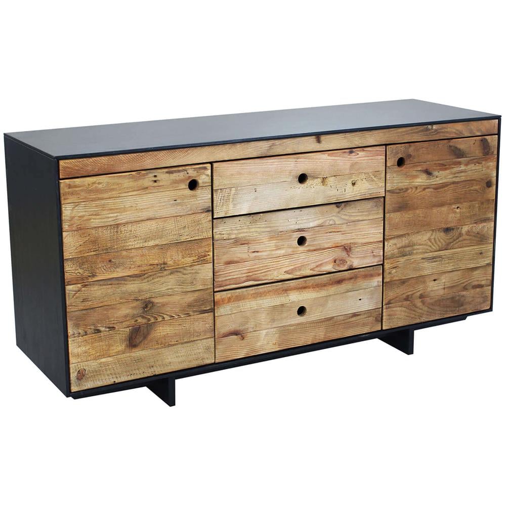 Pinus Black - Madia 2 Ante 3 Cassetti In Pino Riciclato - Foto 1