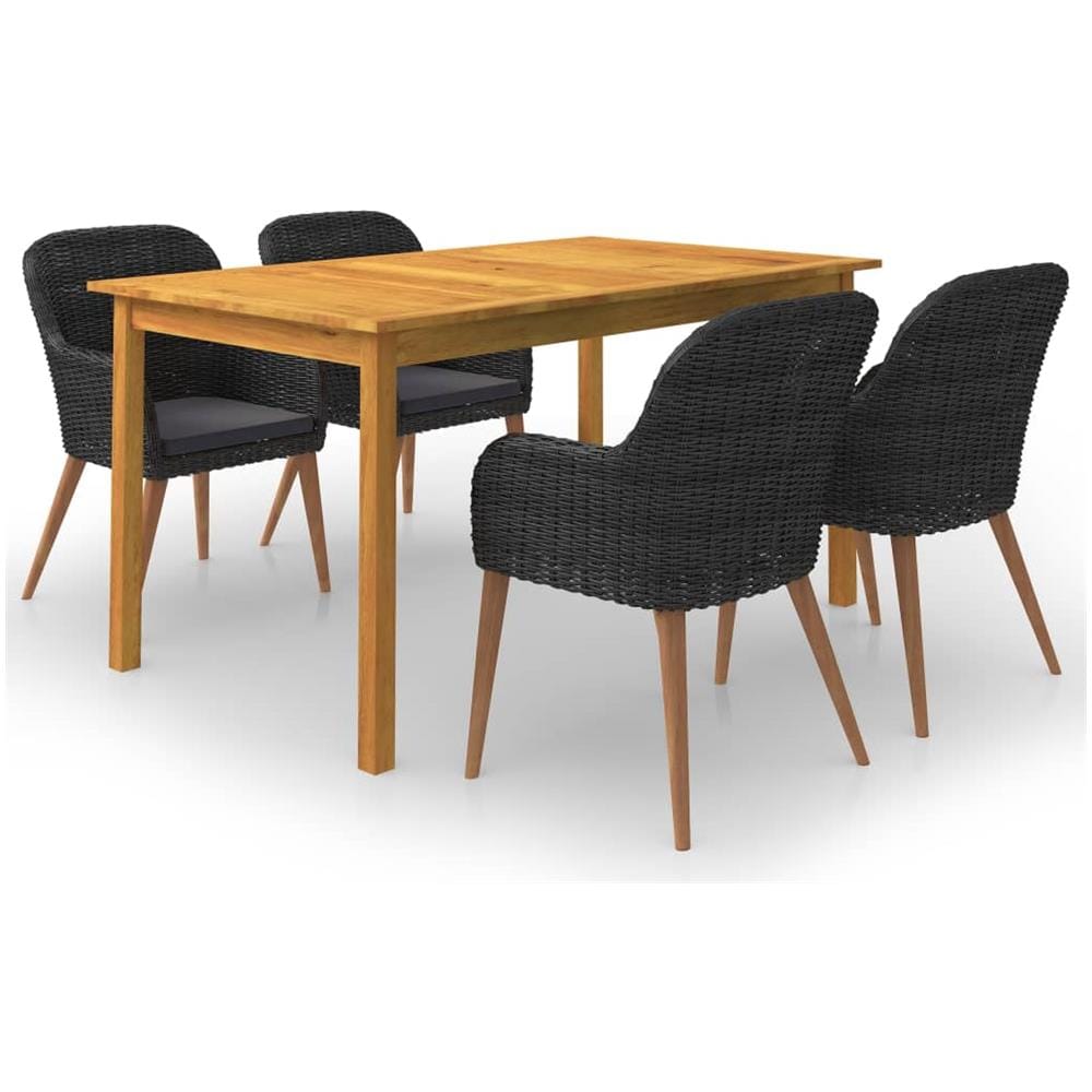 Set Mobili Da Pranzo Per Giardino 5 Pz Nero - Foto 1