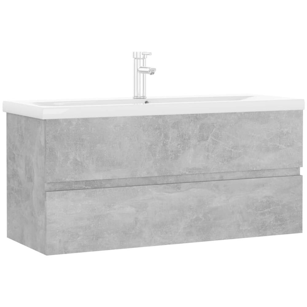 Mobile con Lavabo Integrato Grigio Cemento in Legno Multistrato - Foto 2