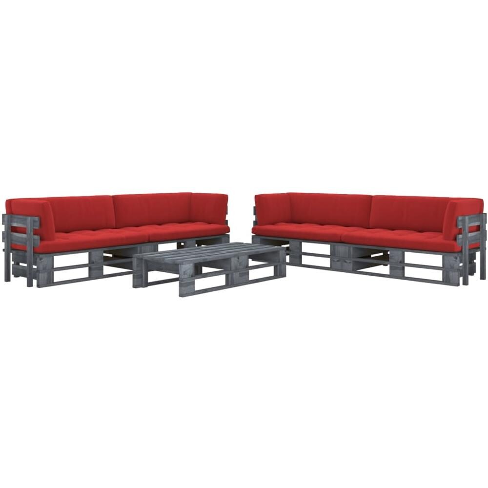 Set Divani a Pallet e Cuscini 6 pz in Pino Impregnato Grigio - Foto 1