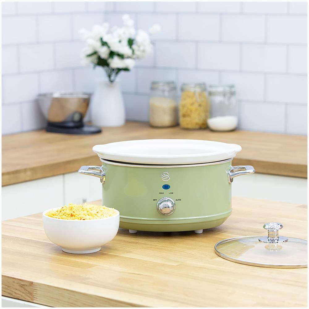 Swan Sf17021gn Retro Slow Cooker 3,5l Pentola Rimovibile In Ceramica Antiaderente Senza Pfoa 200w Verde - Foto 8