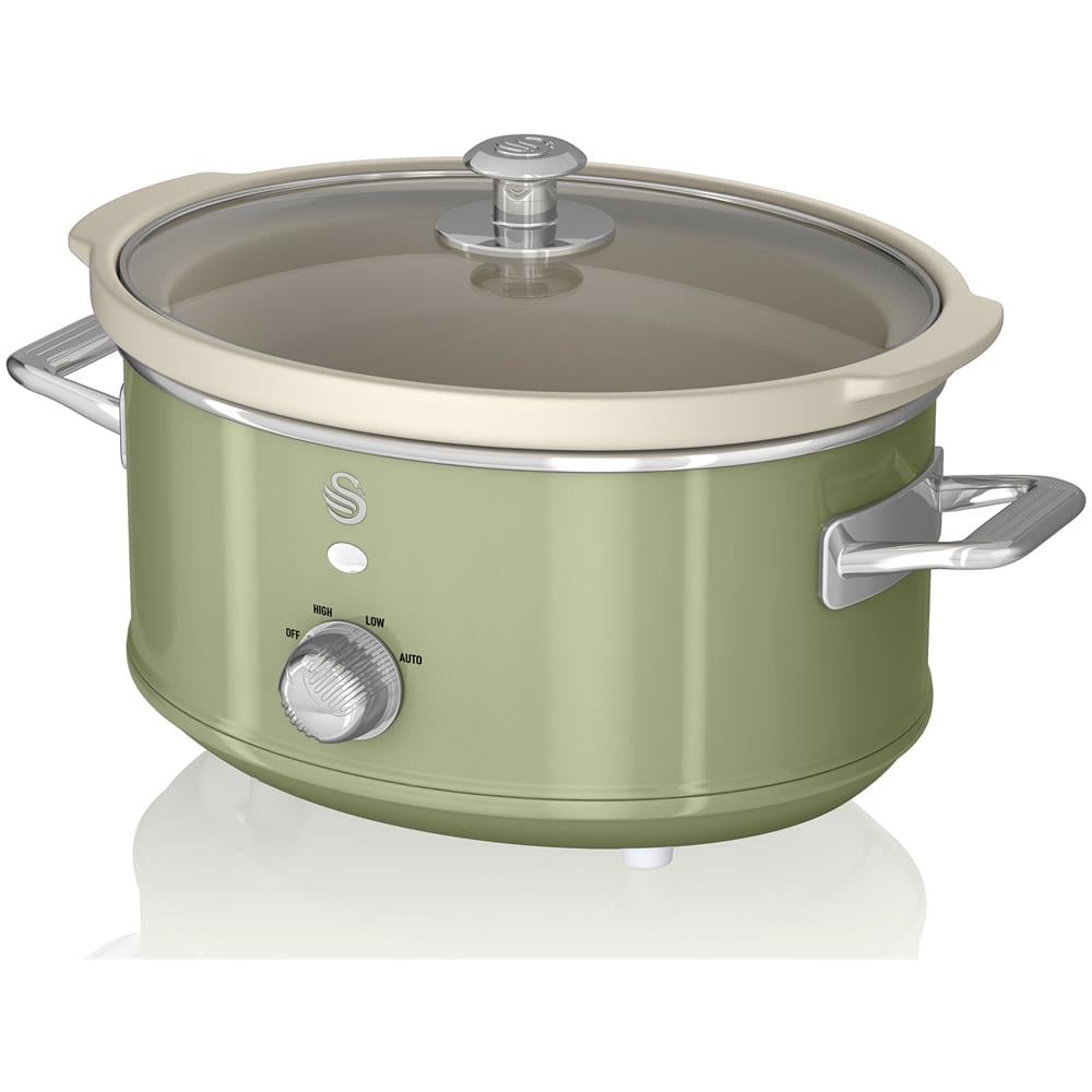 Swan Sf17021gn Retro Slow Cooker 3,5l Pentola Rimovibile In Ceramica Antiaderente Senza Pfoa 200w Verde - Foto 1