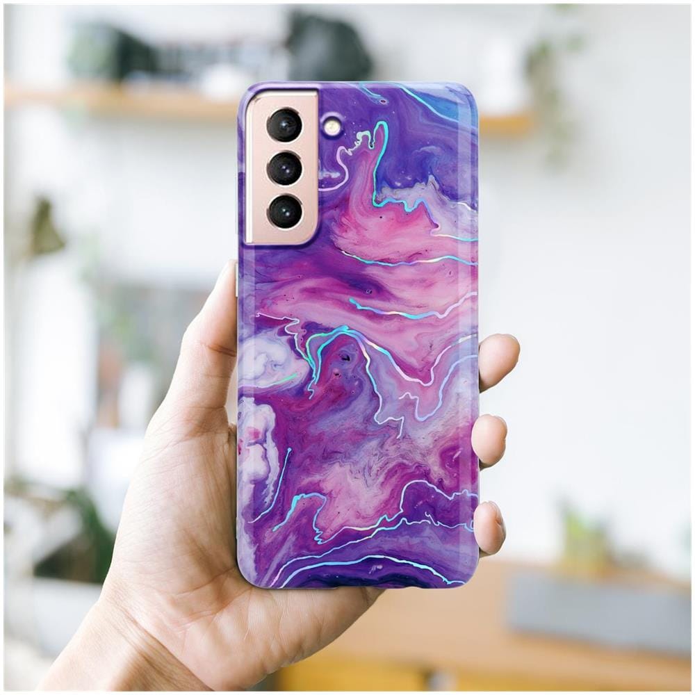 Cadorabo Custodia Compatibile Con Samsung Galaxy S21 5g In Marmo Rosa Viola No. 19 - Coperchio Protettivo In Silicone Tpu Con Motivo A Mosaico - Foto 7