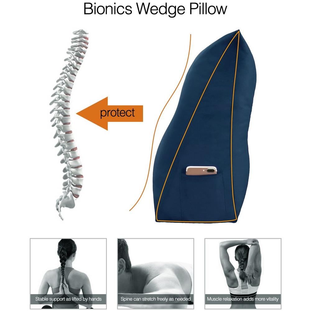 Cuscino A Cuneo Da Lettura Per Schienale, Cuscino Antireflusso Per Letto, Cuscini Gambe Lombare Di Supporto Per Divano, Grandi Testata Letto 120cm Lx20cm Px50cm A - Foto 3