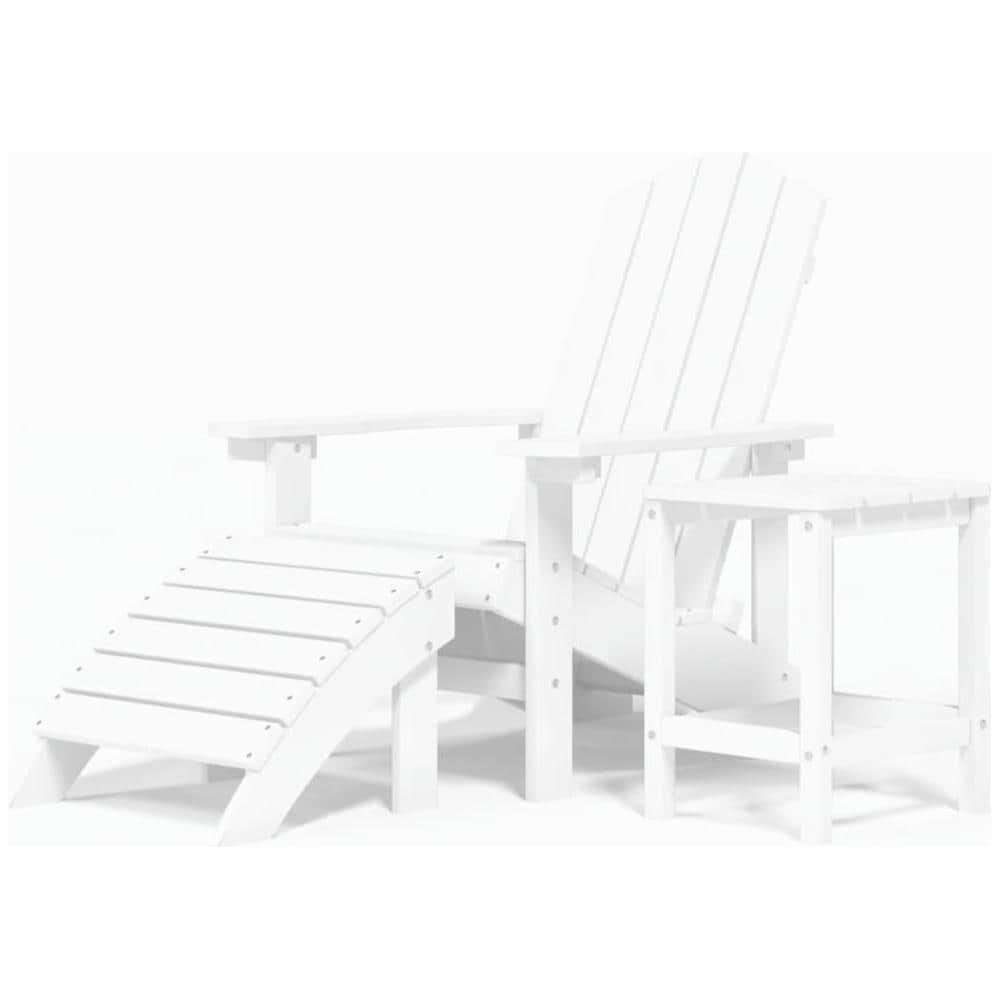 Sedia Giardino Con Poggiapiedi E Tavolo Adirondack Hdpe Bianco - Foto 2