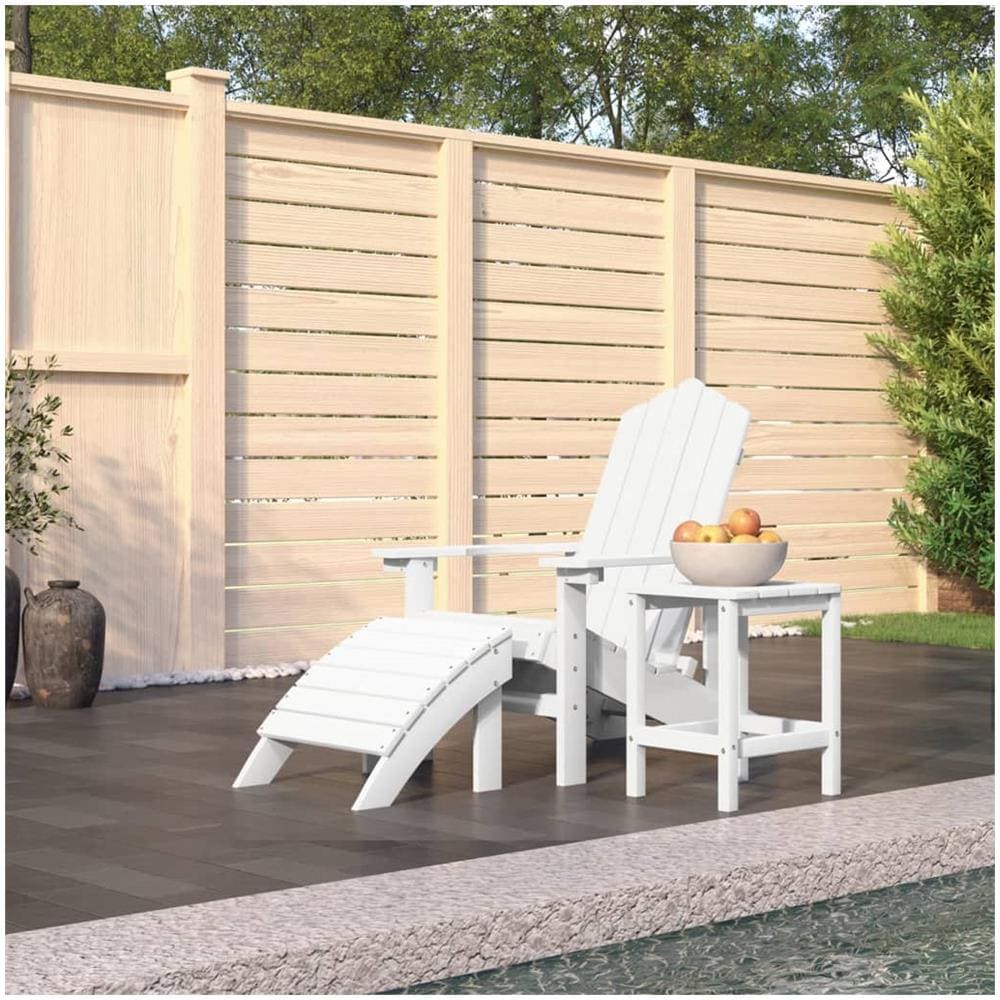 Sedia Giardino Con Poggiapiedi E Tavolo Adirondack Hdpe Bianco - Foto 1