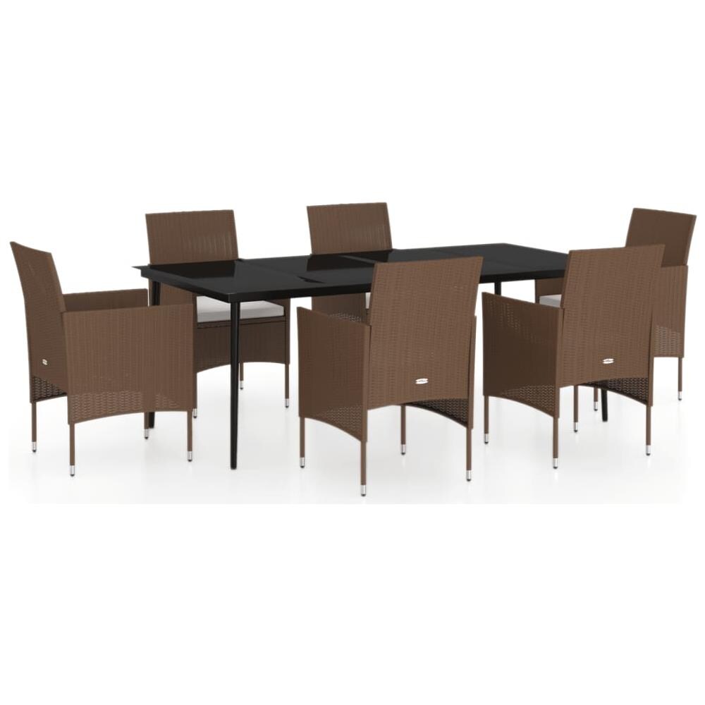 Set Da Pranzo Da Giardino Con Cuscini 7 Pz In Marrone E Nero - Foto 2