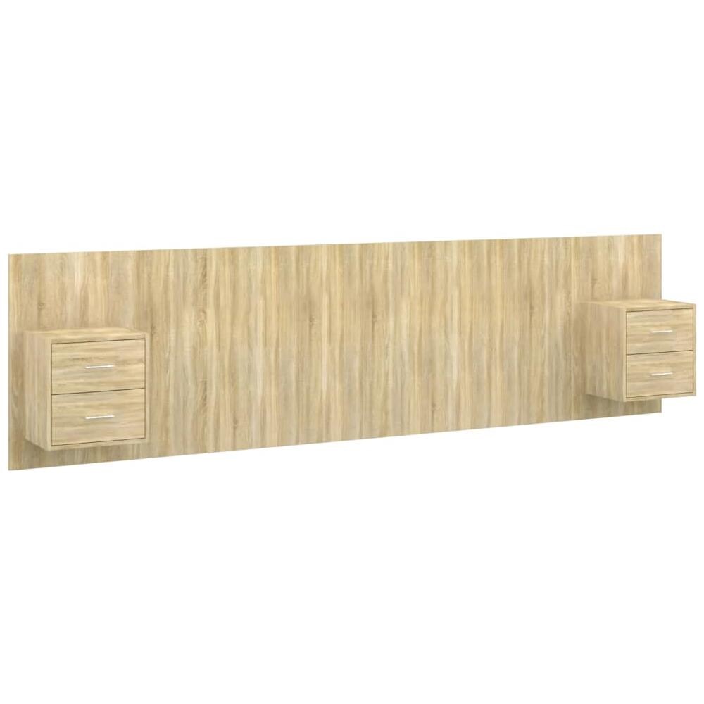 Testiera Letto Con Armadietti Legno Multistrato Rovere Sonoma - Foto 2