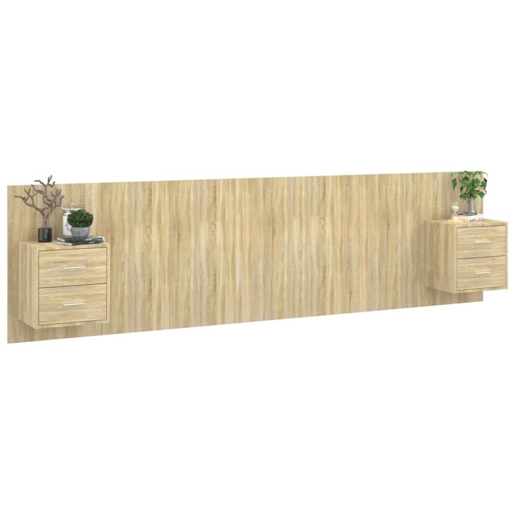 Testiera Letto Con Armadietti Legno Multistrato Rovere Sonoma - Foto 3