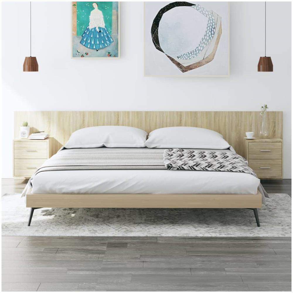 Testiera Letto Con Armadietti Legno Multistrato Rovere Sonoma - Foto 1