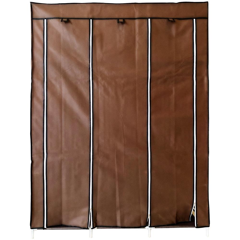 Armadio Spogliatoio In Tessuto Con Ante Con Cerniera E Tasche Laterali Home Misure 170x127x45cm Marrone - Foto 2