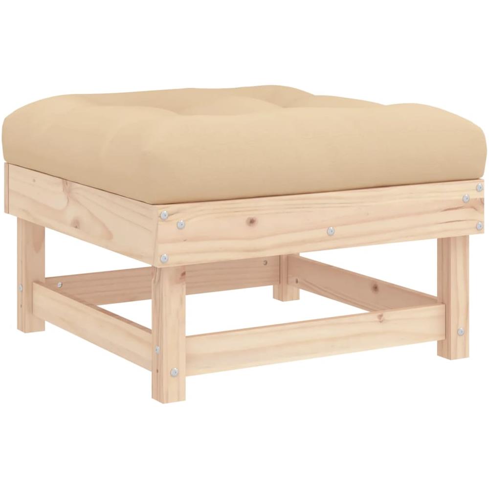 Poggiapiedi Da Giardino Con Cuscino In Legno Massello Di Pino - Foto 2