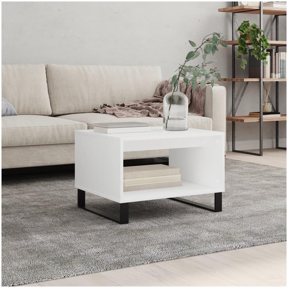 Tavolino Da Salotto Bianco 60x50x40 Cm In Legno Multistrato - Foto 1