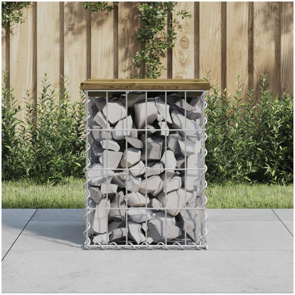 Panca da Giardino Design Gabbione 33x31x42 cm Pino Impregnato - Foto 1