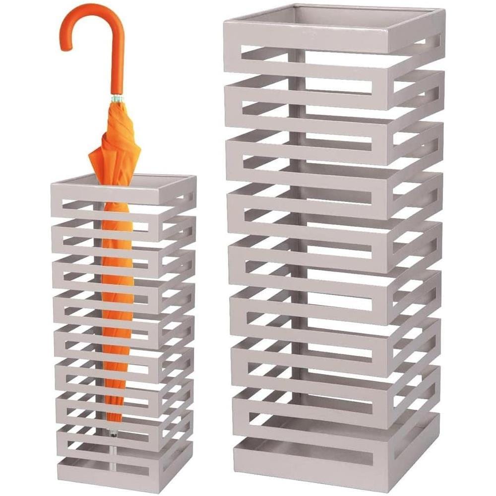 Portaombrelli in Metallo Design Moderno Porta Ombrelli Quadrato Stand Grigio - Foto 1