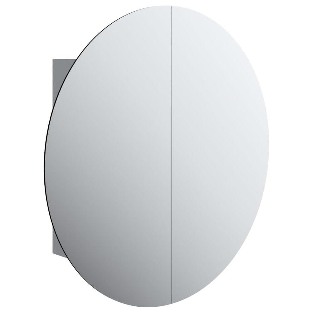 Armadio da Bagno con Specchio Rotondo e LED Grigio 54x54x17,5cm - Foto 1