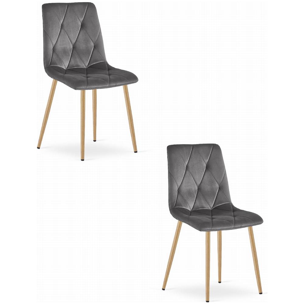 Sedia TYRA in velluto grigio scuro con gambe in legno x2 - Foto 1
