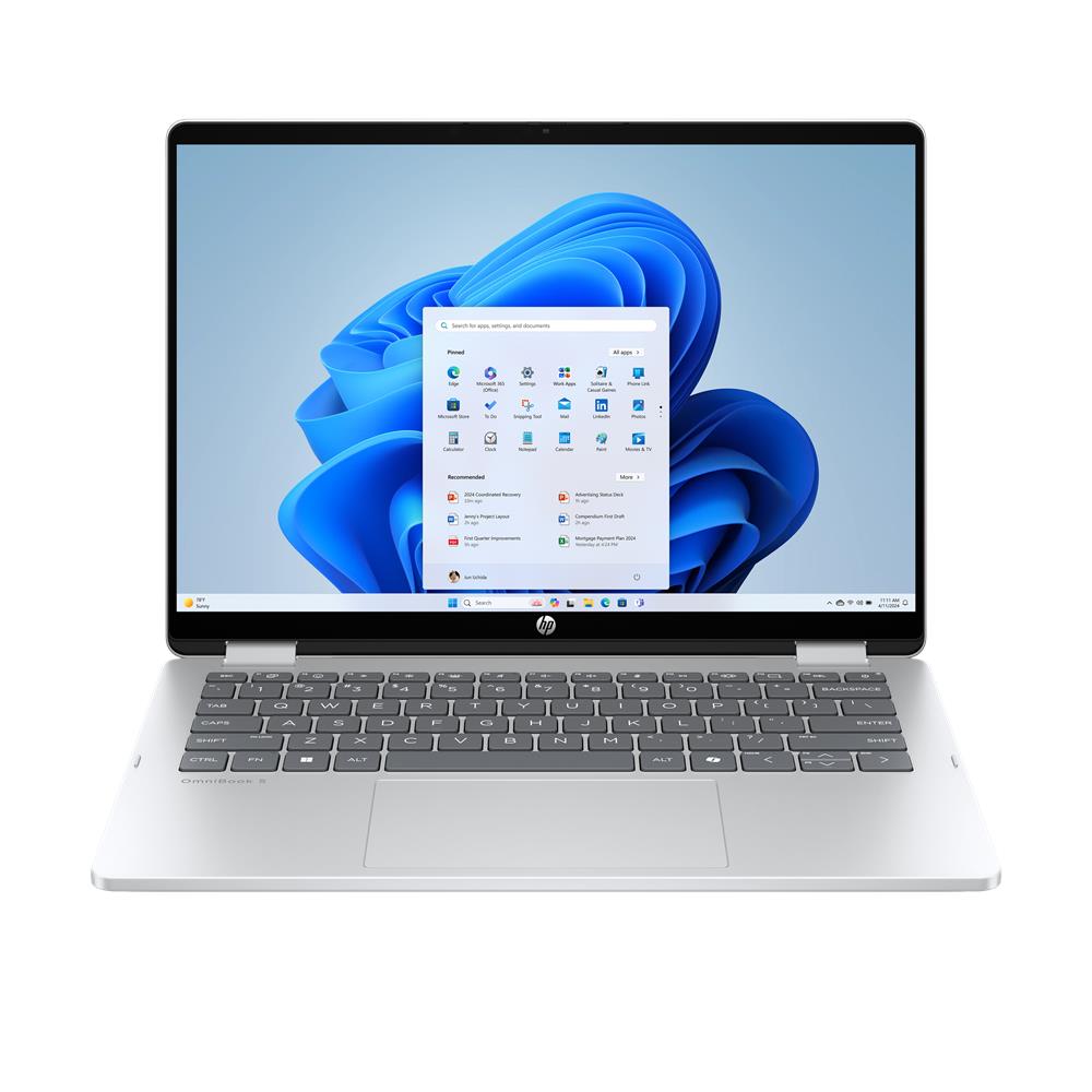 OmniBook 5 Flip 2-in-1 Laptop 14-fp0012nlx Intel® Core™ i3 i3-1315U 35,6 cm (14") Touch screen 2K 8 GB LPDDR5-SDRAM 512 GB SSD Wi-Fi 6 (802.11ax) Windows 11 Home Argento - Foto 1