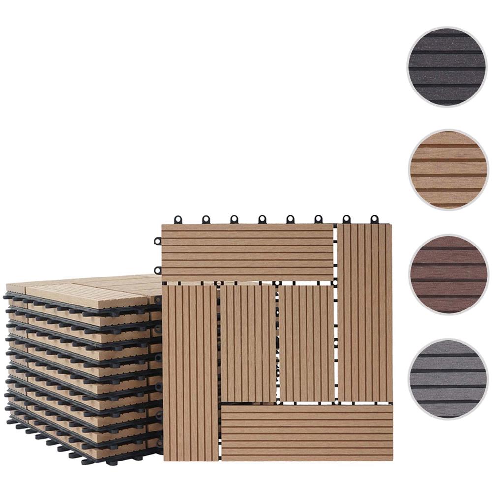 Piastrelle Per Esterni In WPC Mendler Rhone T831 - 30x30 Cm, 11 Pezzi Per 1 Mq, Colore Teak, Resistente A Intemperie E UV