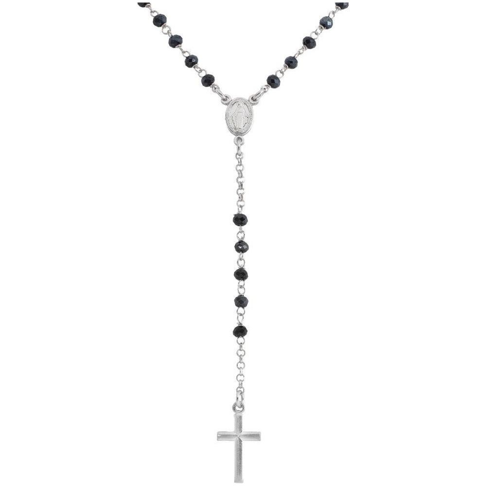 Collana In Argento 925 - Collezione Rosari - Colore Rodio - Misura Unica Rosario Classico Cristalli Grigi - Foto 1