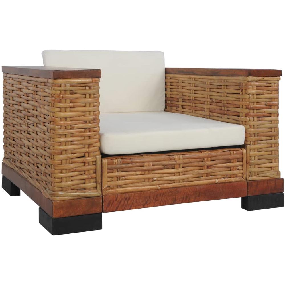 Poltrona con Cuscini Marrone in Rattan Naturale 94 x 78 x 66 cm - Foto 1