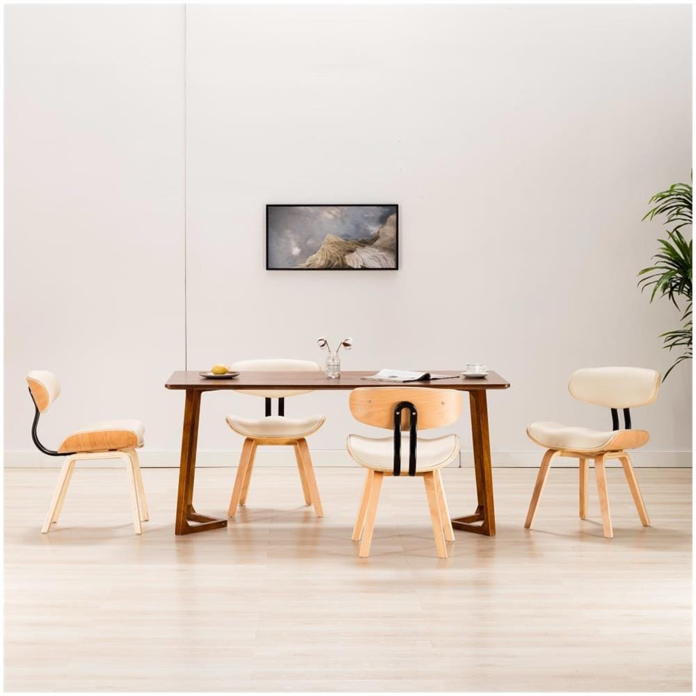 Sedie Da Pranzo 4 Pz Crema In Legno Piegato E Similpelle - Foto 1