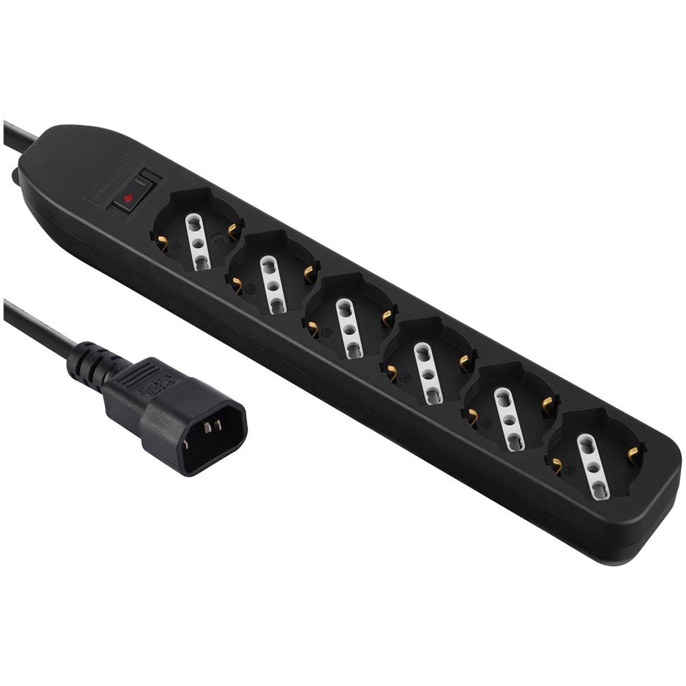 62067 Multipresa Per Ups Con 6 Posti Bivalenti 10/16a Con Interruttore Di Sicurezza, Spina Ingresso Tipo Vde C14, Cavo 1,5m, Nero - Foto 1