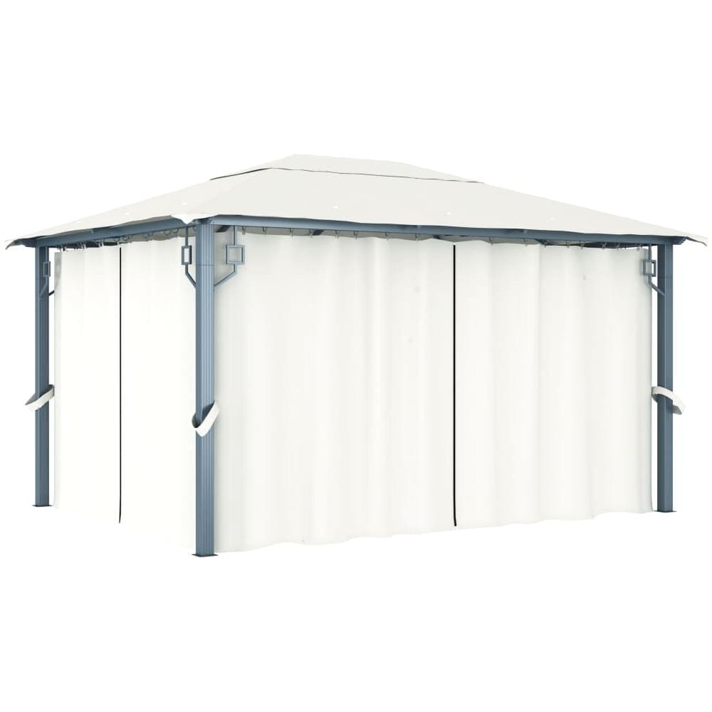 Gazebo con Tenda 400 x 300 cm Crema Alluminio - Foto 1