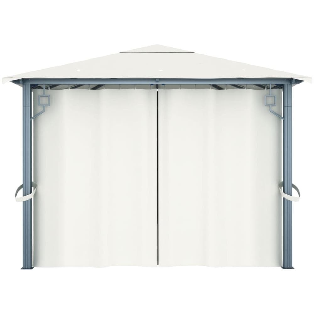 Gazebo con Tenda 400 x 300 cm Crema Alluminio - Foto 7