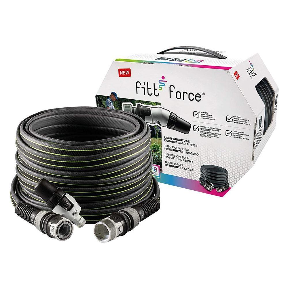 Force 5/8"" 25m, Tubo Acqua Da Giardino Per Irrigazione Con Lancia, Grigio Con Righe Verdi - Foto 4