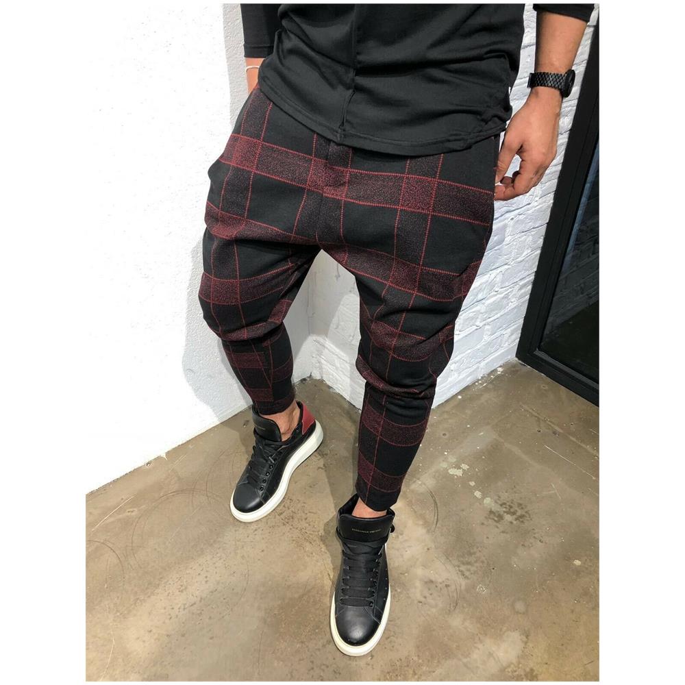 SLOWMOOSE - Pantaloni Da Jogging Da Uomo Pantaloni Da Fitness Scozzesi  Casual Pantaloni Dritti [ rosso / Xxxl] - ePRICE