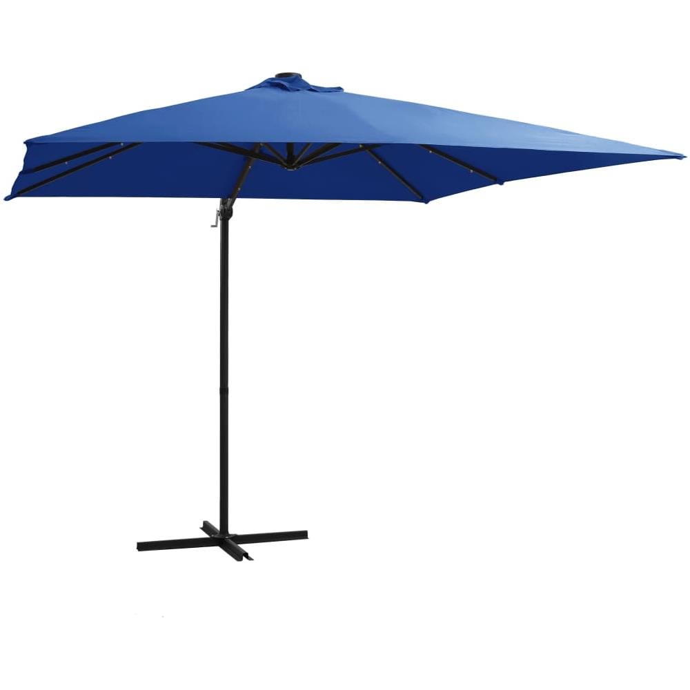 Ombrellone A Sbalzo Con Led E Palo In Acciaio 250x250cm Azzurro - Foto 1