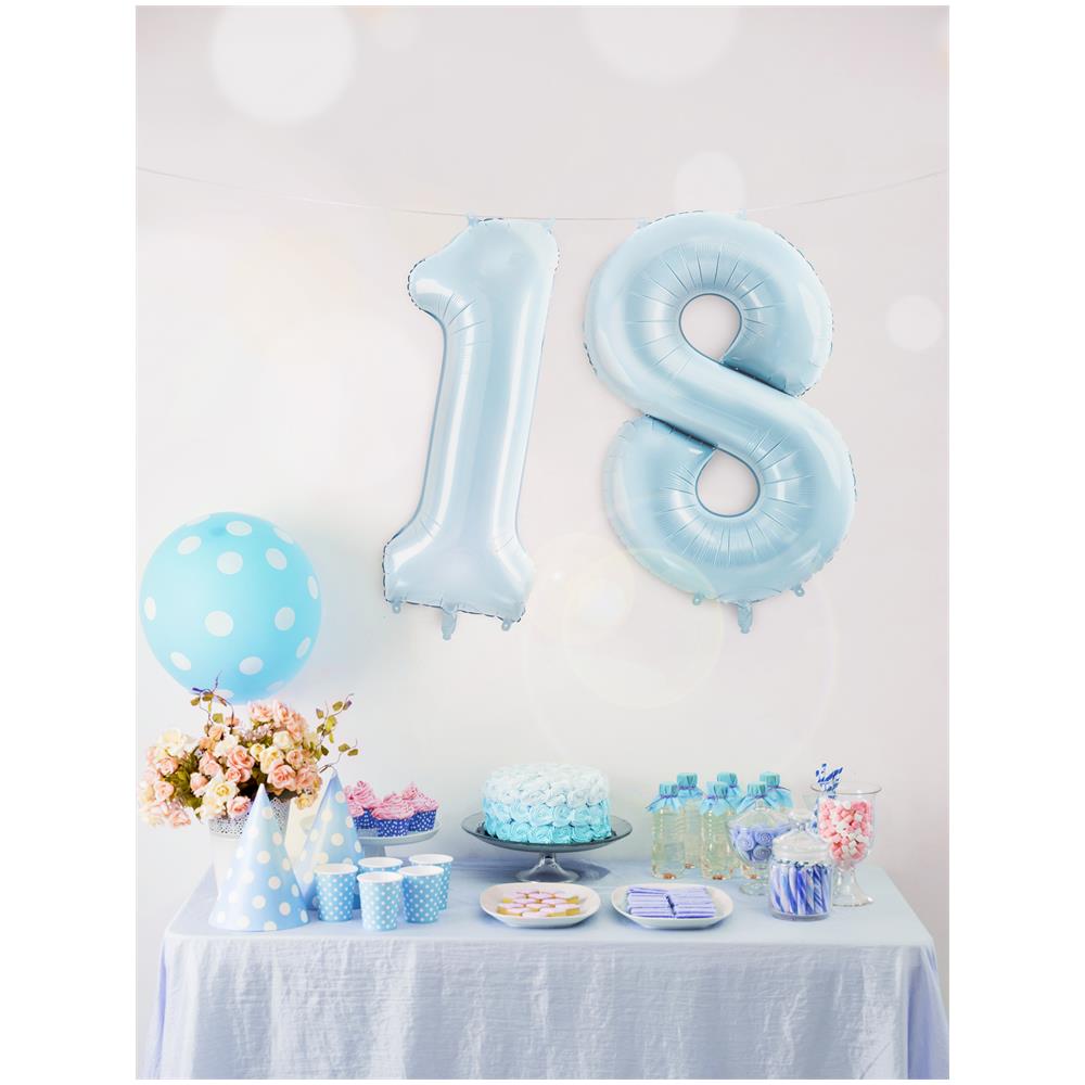 Partydeco - Palloncino Gigante Numero Blu Pastello - Foto 3