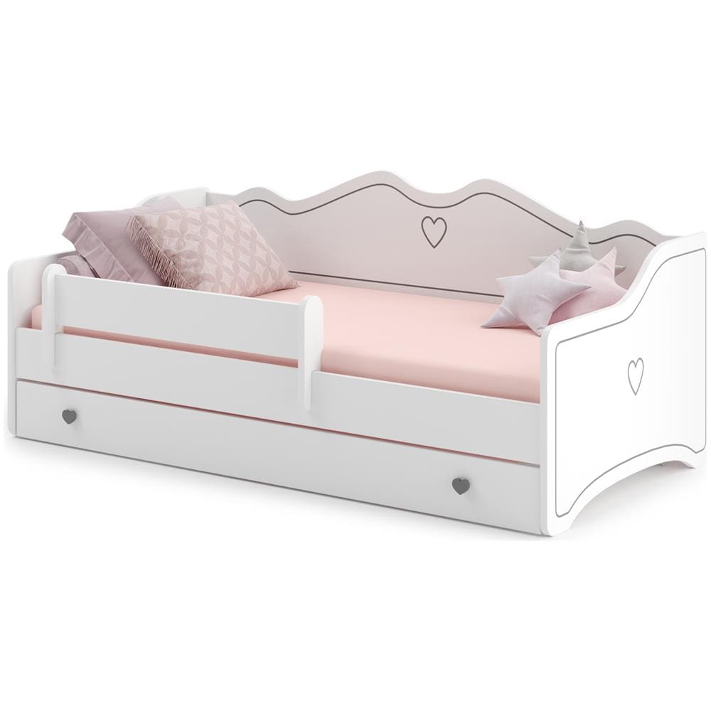 Letto Decorativa Per Bambini Emma White 160x80 Con Un Cassetto + Materasso E Giroletto - Foto 1