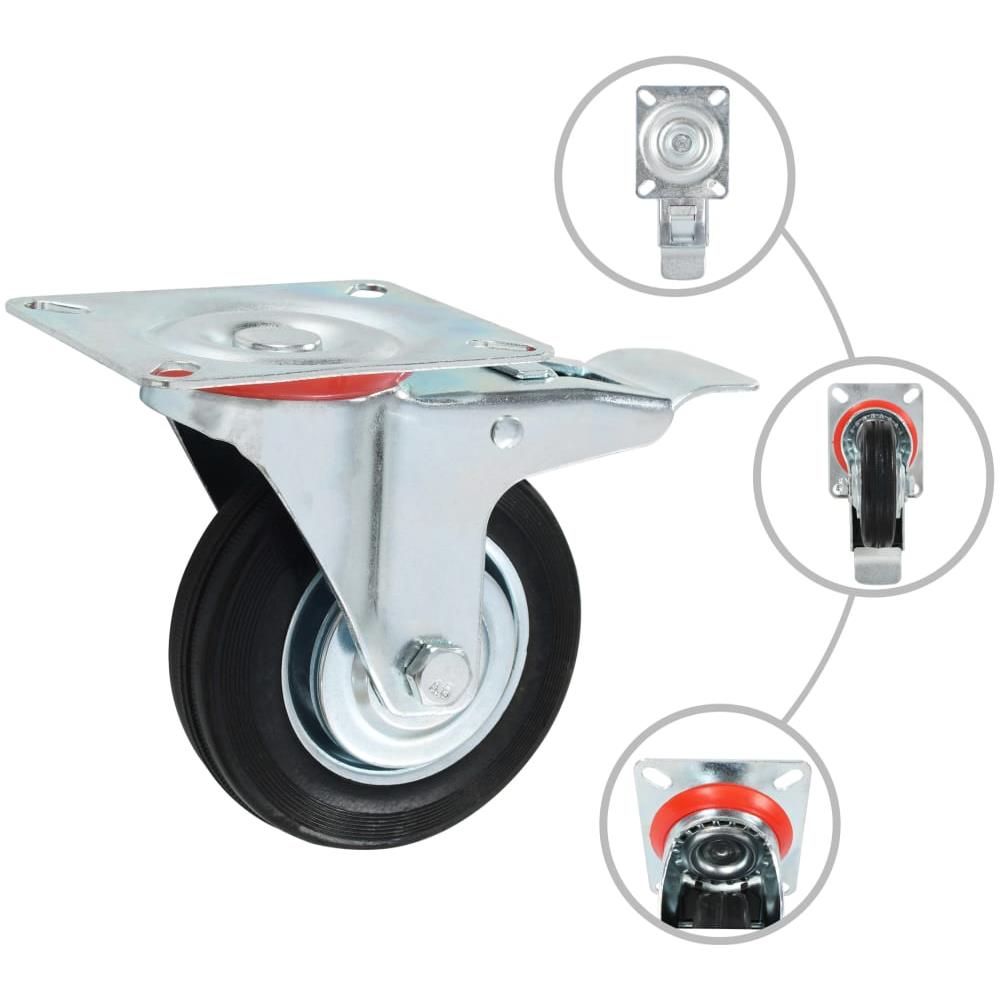 Ruote Girevoli con Doppio Freno 4 pz 100 mm - Foto 3