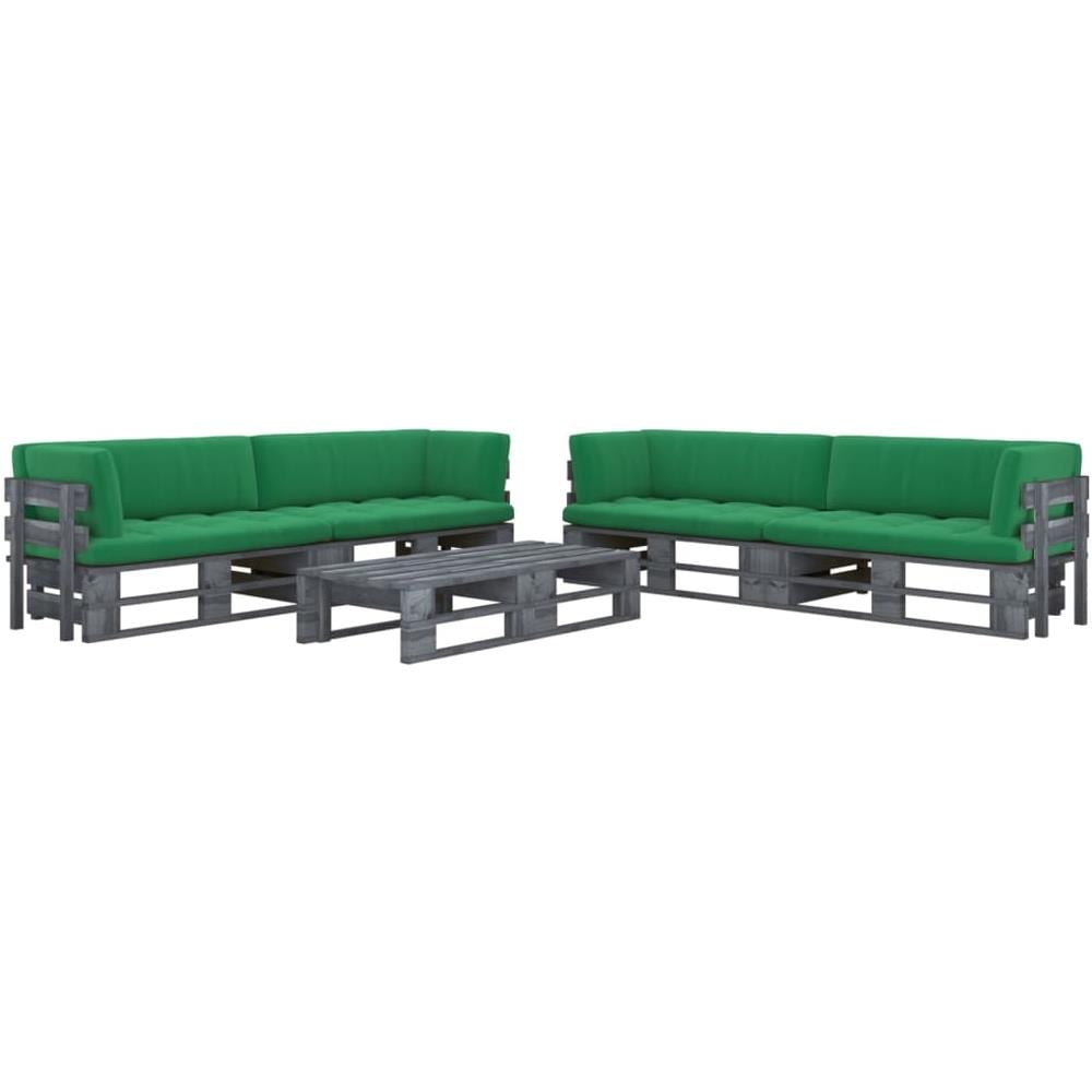 Set Divani a Pallet e Cuscini 6 pz in Pino Impregnato Grigio - Foto 1