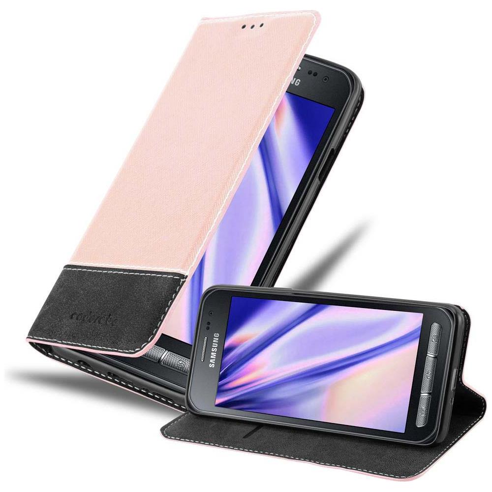 Custodia Compatibile Con Samsung Galaxy Xcover 3 In Oro Rosato Nero - Coperchio Protettiva Con Chiusura Magnetica, Funzione Stand E Tasca Per Le Carte - Foto 1