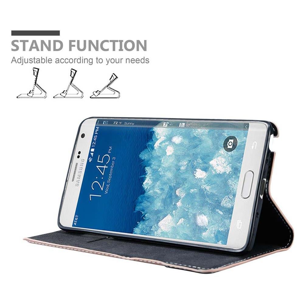 Custodia Compatibile Con Samsung Galaxy Note Edge In Oro Rosato Nero - Coperchio Protettiva Con Chiusura Magnetica, Funzione Stand E Tasca Per Le Carte - Foto 2