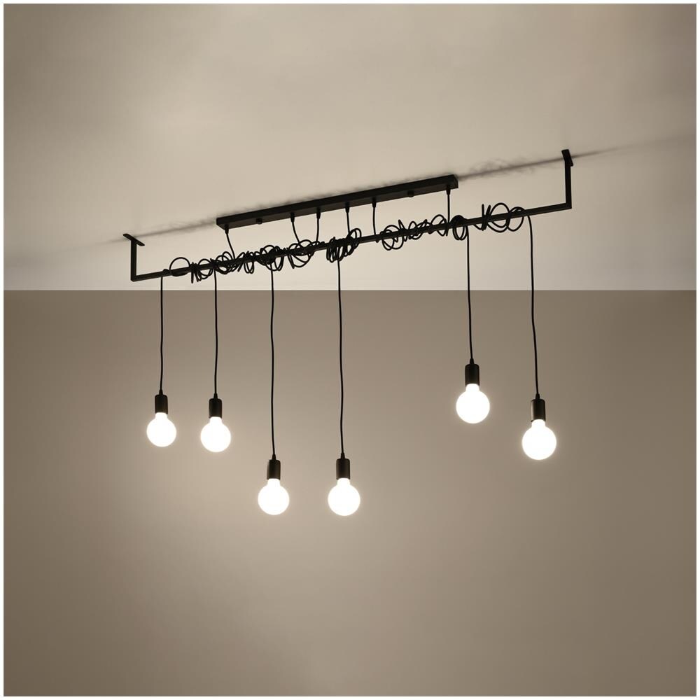 Lampada A Sospensione Salamanca 6 Sollux Nero 1500x100x100 Mm Acciaio - Foto 13