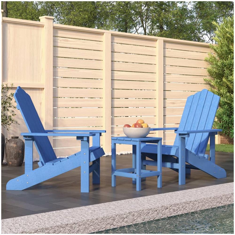 Sedie Da Giardino Con Tavolo Adirondack In Hdpe Blu Acqua - Foto 1