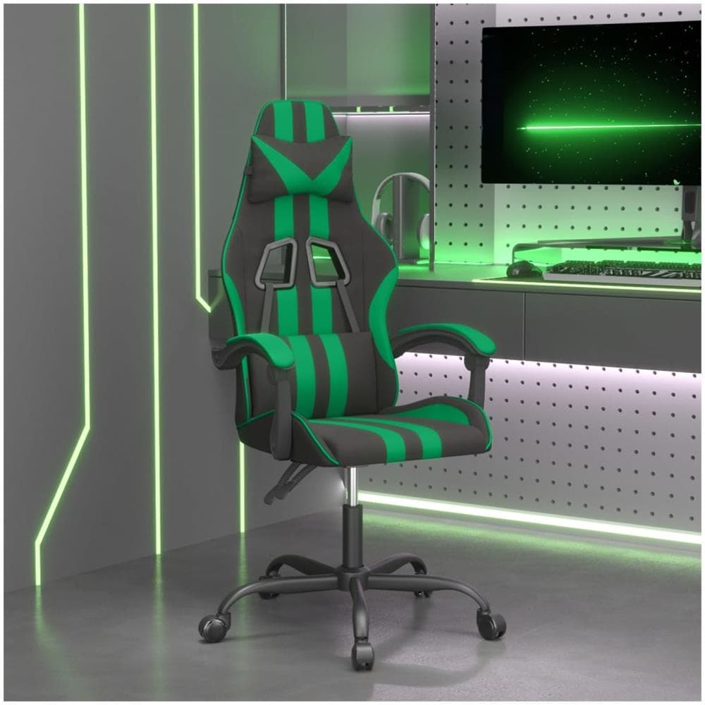 Sedia Da Gaming Nera E Verde In Similpelle - Foto 1
