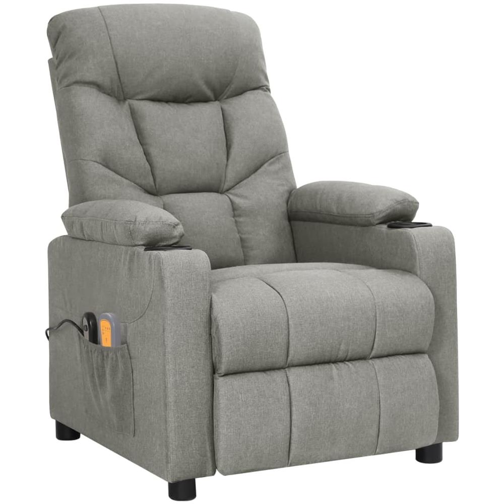 Poltrona Massaggiante Elettrica Grigio Chiaro in Tessuto - Foto 2