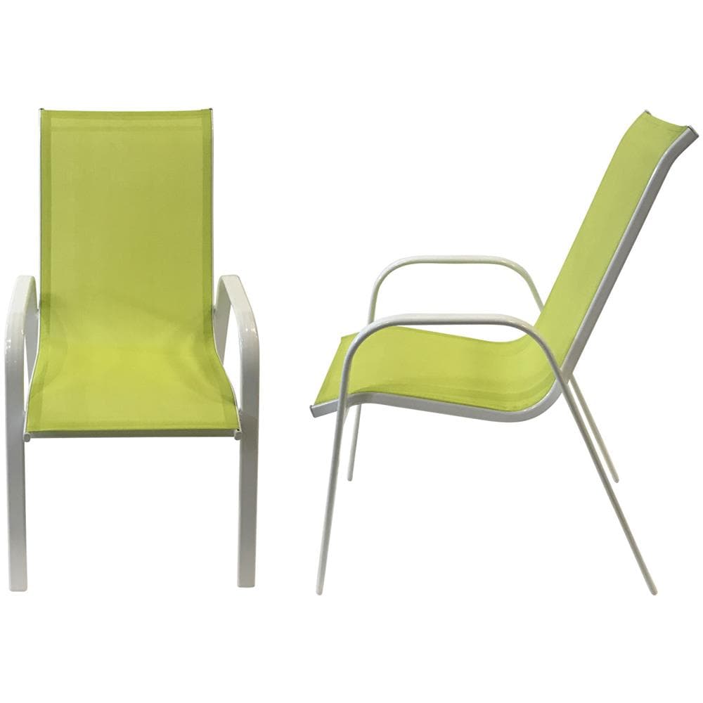 Set Di 4 Sedie Marbella In Textilene Verde - Alluminio Bianco - Foto 2