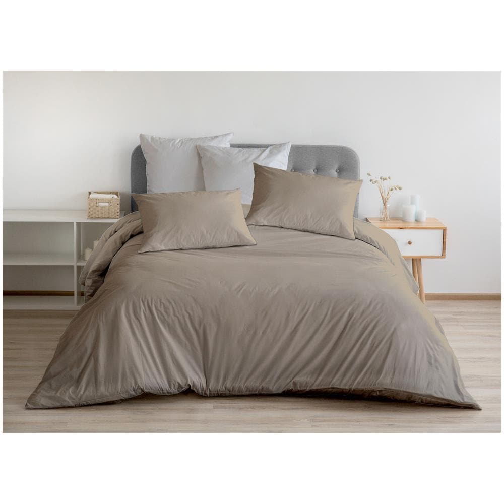 Sacco Copripiumino In 100% Cotone Percalle Made In Italy In Tinta Unita Vari Colori Matrimoniale Tortora - Foto 1