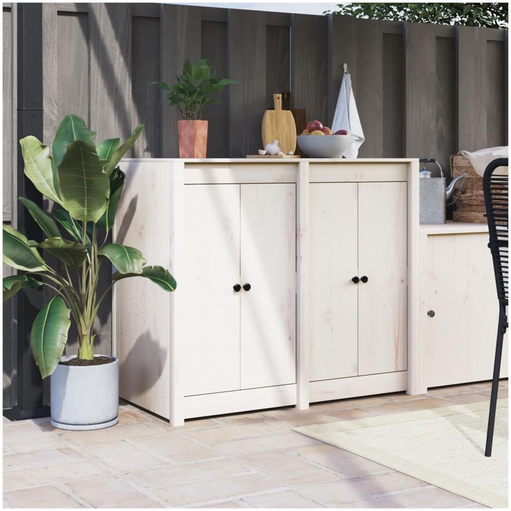 Ante Da Cucina Da Esterno 2pz Bianche 50x9x82cm Legno Massello Di Pino - Foto 1