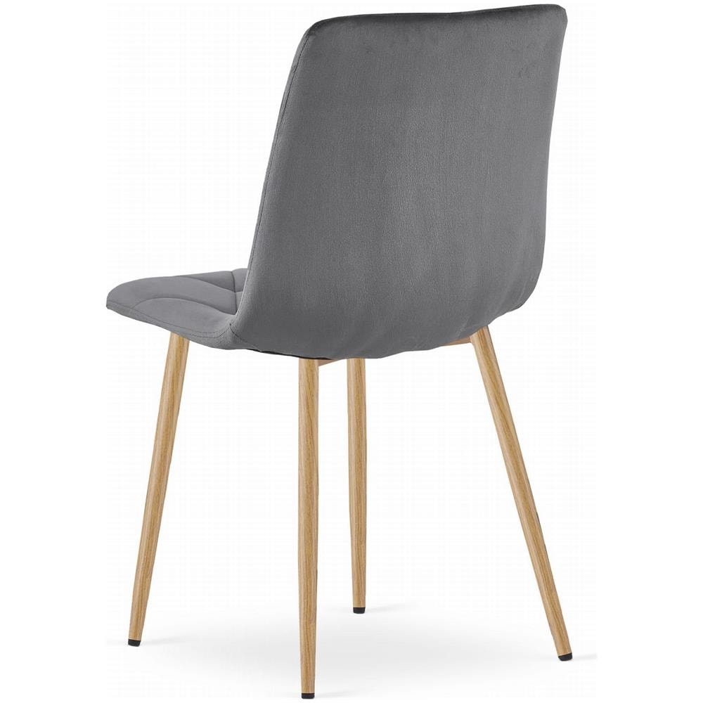 Sedia TYRA in velluto grigio scuro con gambe in legno x3 - Foto 7