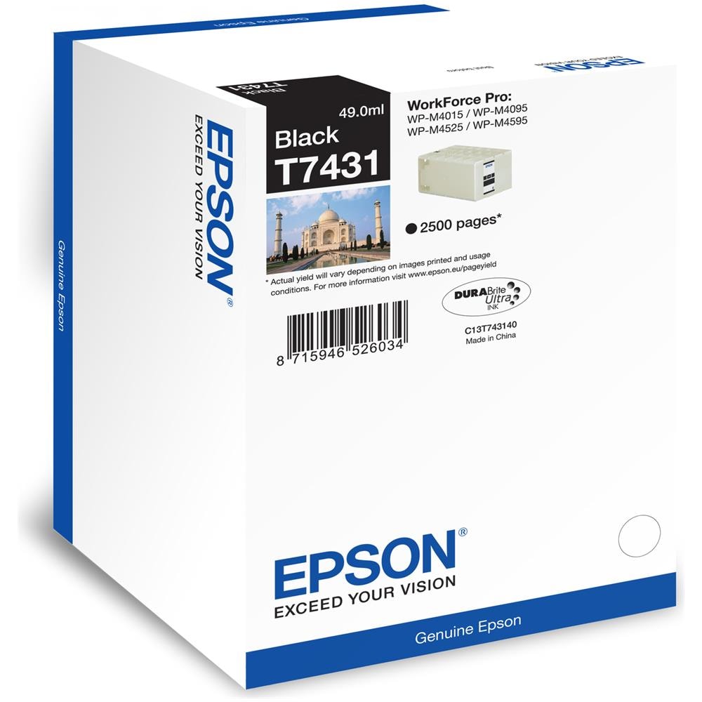 C13T74314010 Cartuccia Ink Originale Nera per Epson Epson WP-M4015DN Capacità 2500 Pagine  - Foto 5