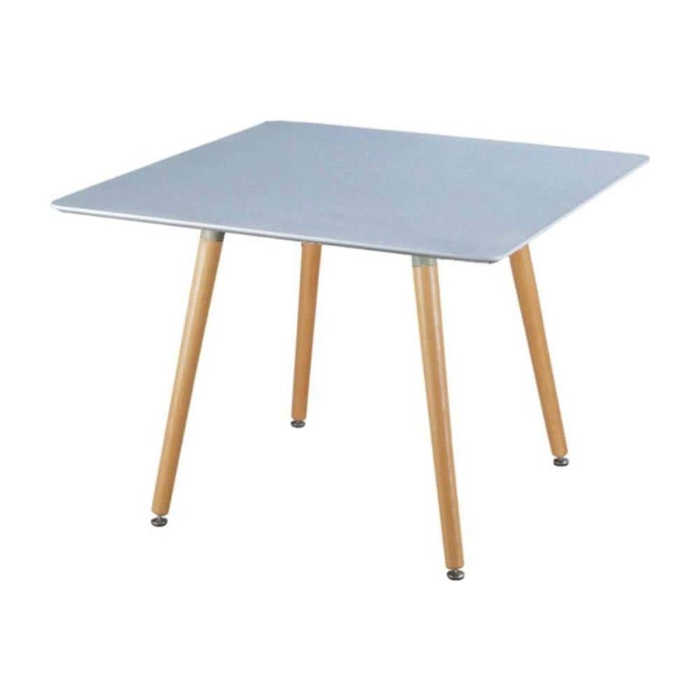 Tavolo Quadrato Fisso In Abs Grigio 80 X 80 Con Gambe In Legno Per Interno Sala Da Pranzo Salotto Cucina Moderno Massello - Foto 1